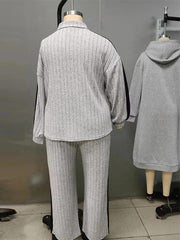 Conjunto de top y pantalón de punto holgado con estampado de rayas