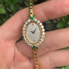 European Small Gold Watch Handmade Inlaid Rhinestone Middle Ancient