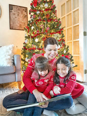 Conjunto familiar de suéter de punto con estampado gráfico de ciervos a juego para Navidad