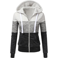 Chaqueta con capucha y cremallera con rayas en contraste