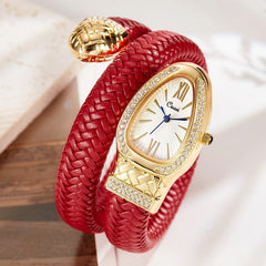 Snake Watch Quartz Watch Diamond Leather Strap