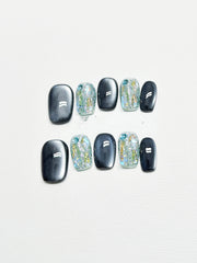 Handgemachte Custom Dunkelblau Katzenauge Strass Weiß Nische Hochwertige Wear Rüstung