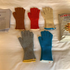 Guantes de cinco dedos de lana de punto con contraste de color