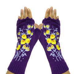 guantes de punto bordados