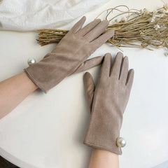 Guantes de ciclismo con dedos separados, cálidos, acolchados y gruesos para mujer