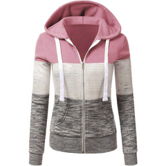 Chaqueta con capucha y cremallera con rayas en contraste