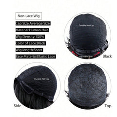 Peluca de cabello humano con flequillo estilo europeo y americano, con mecanismo completo