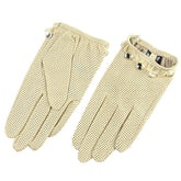 Guantes de piel de oveja perforada y transpirables para mujer, con dedos completos y pantalla táctil.