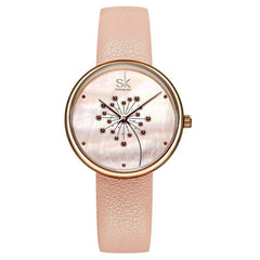 Reloj para mujer con esfera de concha de color diente de león