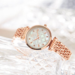 Damen-Quarzuhr mit sieben Perlen und Muschel-Gesicht