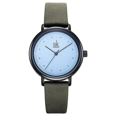 Reloj redondo Shengke SK de cuarzo con correa de fibra de agua