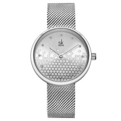 Reloj creativo de panal dorado y plateado para mujer