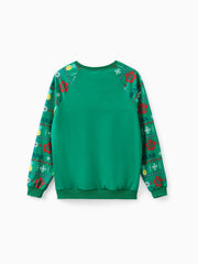 Weihnachts-Familien-Sweatshirt mit langen Ärmeln und Stitch-Print