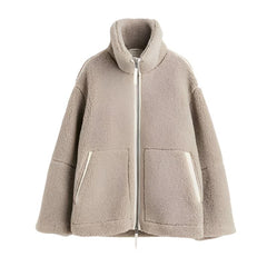 Chaqueta Sherpa con cremallera y bolsillos
