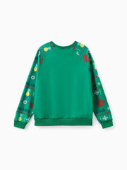 Weihnachts-Familien-Sweatshirt mit langen Ärmeln und Stitch-Print