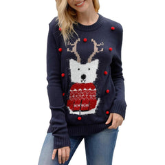 Langärmliger Weihnachtspullover mit Feiertags-Print