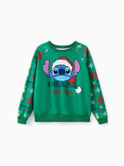 Weihnachts-Familien-Sweatshirt mit langen Ärmeln und Stitch-Print