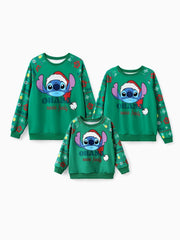 Weihnachts-Familien-Sweatshirt mit langen Ärmeln und Stitch-Print