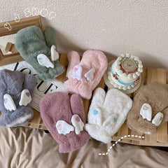 Guantes con alas móviles de estilo coreano para mujer, otoño e invierno.