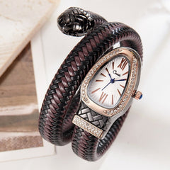 Snake Watch Quartz Watch Diamond Leather Strap