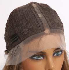 Peluca frontal de fibra química de alta calidad y alta temperatura para mujer