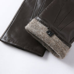 Guantes alargados de piel de cabra de lana para conducir y andar en bicicleta para mujer