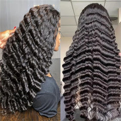 Peluca de persona real 13/4 con encaje profundo, ondulada, cabello humano, cabello natural