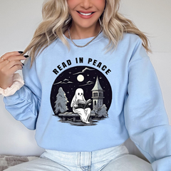 Sudadera con estampado "Leer en paz" de Halloween