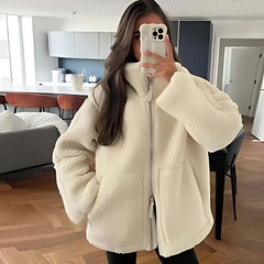 Chaqueta Sherpa con cremallera y bolsillos