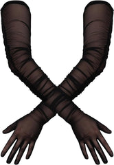 Guantes largos elegantes de ópera de gasa de malla