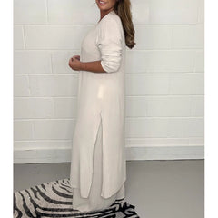 Traje casual de 2 piezas con top largo y pantalón