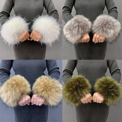 Pulseras y cubremuñecas de pelo de conejo de imitación