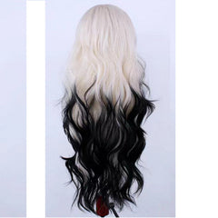 Cabello sintético de seda de alta temperatura con degradado negro dorado claro para juegos de rol