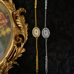 European Small Gold Watch Handmade Inlaid Rhinestone Middle Ancient