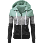 Chaqueta con capucha y cremallera con rayas en contraste