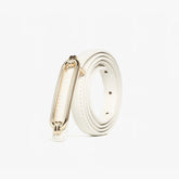 Skinny Leather Belt with Gold Buckle