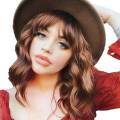 Peluca trenzada de fibra química con flequillo recto y ondas de agua para alta temperatura