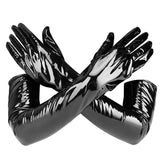 Guantes sexys de cuero negro para barra de rendimiento, herramientas auxiliares para pole dance, funda de manga oscura de alta elasticidad