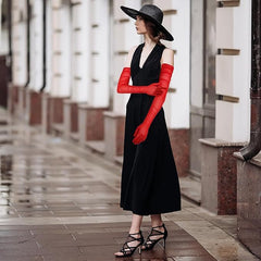 Guantes largos elegantes de ópera de gasa de malla