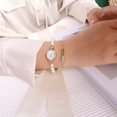 Correa de reloj de perla de agua dulce natural, exquisito reloj de cuarzo