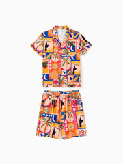 Passende Shorts-Sets für die ganze Familie mit tropischem Print