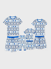 Passendes Familien-Pyjama-Set mit Dinosaurier-Print und Kordelzug