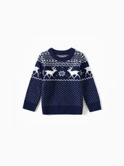 Conjunto familiar de suéter de punto con estampado gráfico de ciervos a juego para Navidad