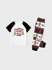 Passendes Familien-Pyjama-Set mit Lebkuchen- und Buchstaben-Print und Taschen