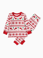 Conjunto de pijama familiar a juego con reno y copo de nieve