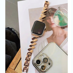 Correa de reloj de seda con diseño de bufanda y patrón de ondas, correa de acero en forma de Z