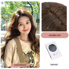 Perücke Natürliches langes lockiges Haar Big Wave Acht-Charakter Pony Perücke