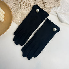 Guantes de ciclismo con dedos separados, cálidos, acolchados y gruesos para mujer