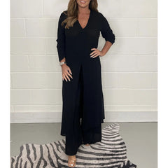 Traje casual de 2 piezas con top largo y pantalón