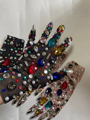 Preciosos guantes con diamantes de imitación de colores